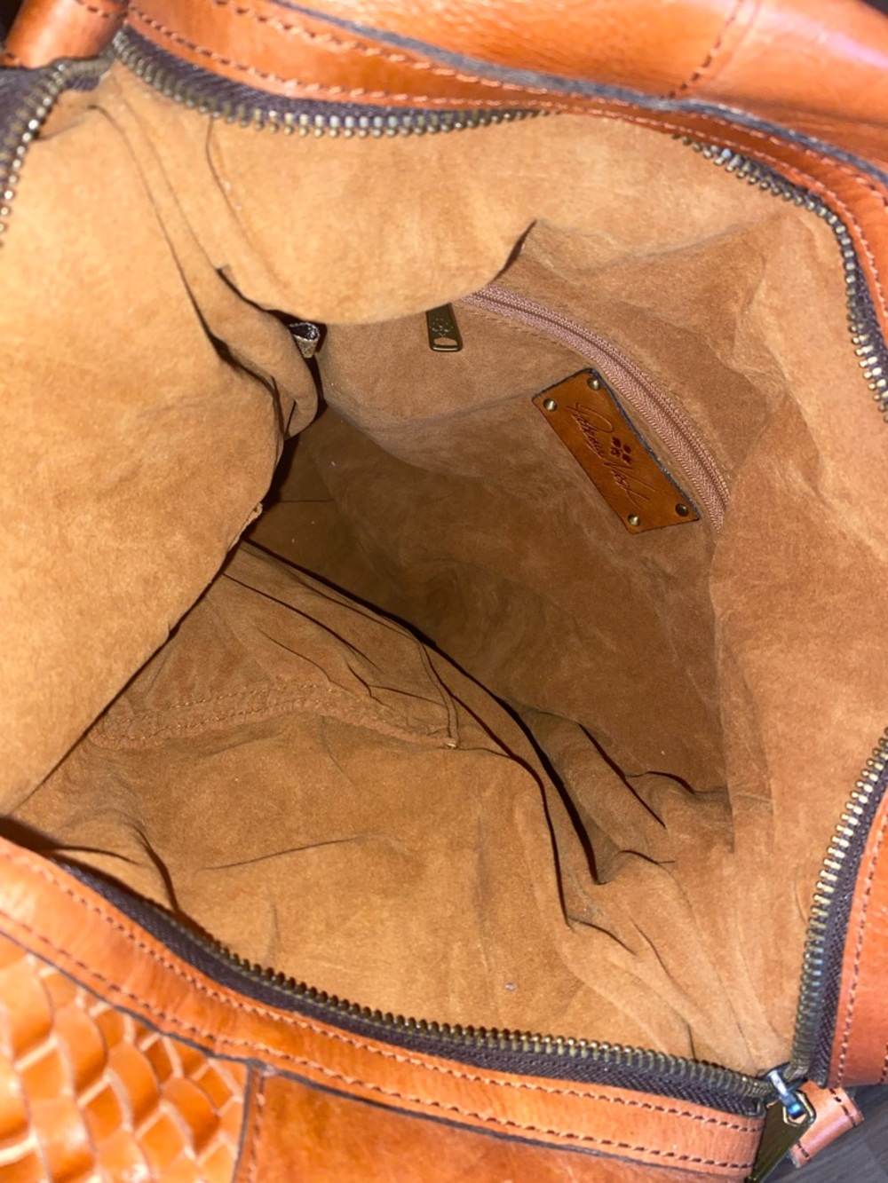 Large Patricia Nash Brown Woven Leather Shoulder Bag - Picture 3 of 12